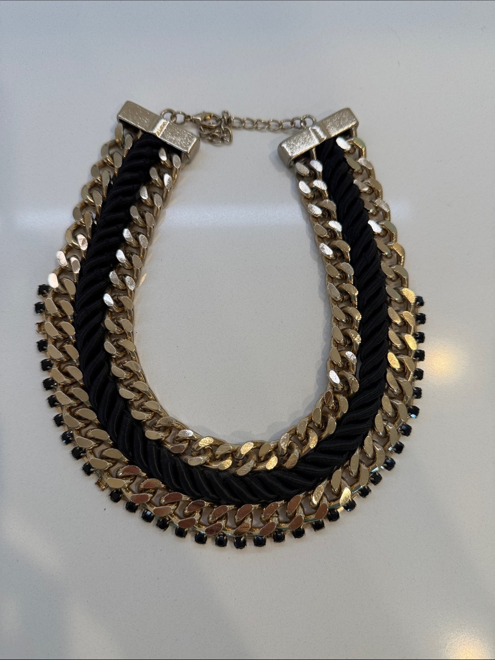 BaubleBar Black and Gold Layered Statement Necklace